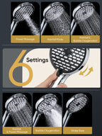 11.8 Inch Rain Shower Head with 6 Modes Handheld Water Spray，High Pressure Showerhead Combo with 11 Inch Adjustable Extension Arm, Chrome