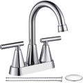 4-inch Bathroom Faucet with Pop up Drain and Two Supply Hoses, Lead-Free Stainless Steel 2-Handle Centerset Faucet for Vanity, RV Chrome