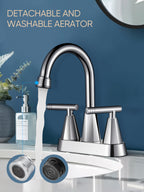 4-inch Bathroom Faucet with Pop up Drain and Two Supply Hoses, Lead-Free Stainless Steel 2-Handle Centerset Faucet for Vanity, RV Chrome