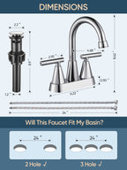 4-inch Bathroom Faucet with Pop up Drain and Two Supply Hoses, Lead-Free Stainless Steel 2-Handle Centerset Faucet for Vanity, RV Chrome