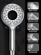 Magnetic Handheld Dual Shower Head with High Pressure Rain Shower Combo 2-in-1 Fixed & Detachable Multiple Spray Modes Built-in Magnet Dock 6ft Hose Chrome