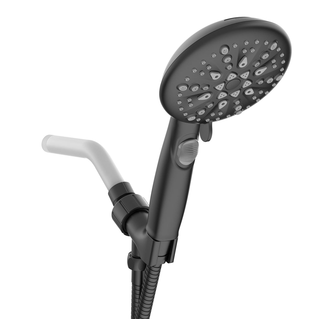 High Pressure 5.12 in. 9-Spray Patterns Wall Mount Handheld Shower Head with Bult-in Power Wash 1.8 GPM in Matte Black