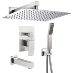 Rain Single Handle 1-Spray Tub Shower Faucet Handheld Combo with Valve 1.8 GPM 12 in. Adjustable Head in Brushed Nickel