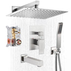 Rain Single Handle 1-Spray Tub Shower Faucet Handheld Combo with Valve 1.8 GPM 12 in. Adjustable Head in Brushed Nickel