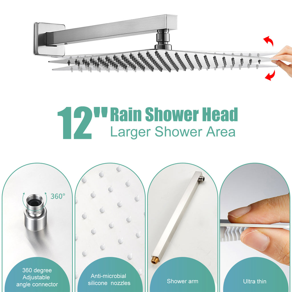 Rain Single Handle 1-Spray Tub Shower Faucet Handheld Combo with Valve 1.8 GPM 12 in. Adjustable Head in Brushed Nickel