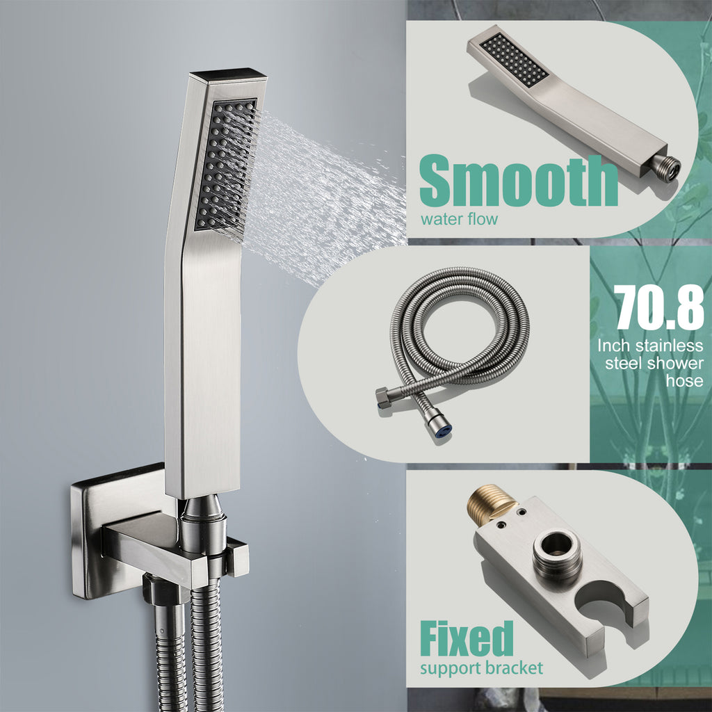 Rain Single Handle 1-Spray Tub Shower Faucet Handheld Combo with Valve 1.8 GPM 12 in. Adjustable Head in Brushed Nickel