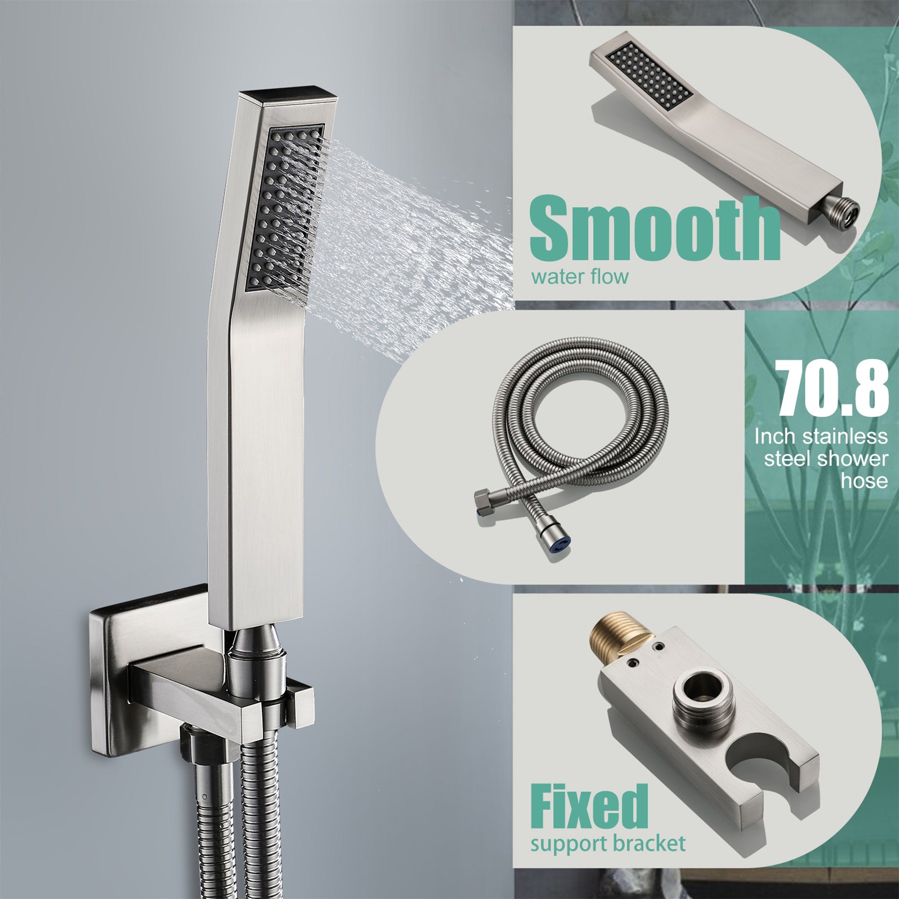 Rain Single Handle 1-Spray Tub Shower Faucet Handheld Combo with Valve 1.8 GPM 12 in. Adjustable Head in Brushed Nickel