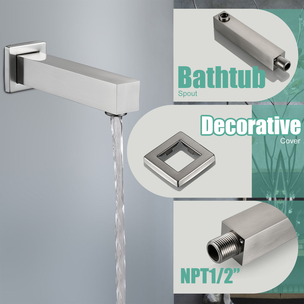 Rain Single Handle 1-Spray Tub Shower Faucet Handheld Combo with Valve 1.8 GPM 12 in. Adjustable Head in Brushed Nickel