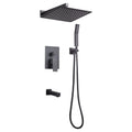 Rain Single Handle 1-Spray Tub Shower Faucet Handheld Combo with Valve 1.8 GPM 12 in. Adjustable shower Head in Black