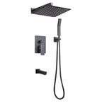 Rain Single Handle 1-Spray Tub Shower Faucet Handheld Combo with Valve 1.8 GPM 12 in. Adjustable shower Head in Black