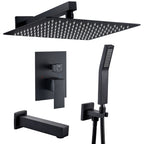 Rain Single Handle 1-Spray Tub Shower Faucet Handheld Combo with Valve 1.8 GPM 12 in. Adjustable shower Head in Black