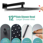 Rain Single Handle 1-Spray Tub Shower Faucet Handheld Combo with Valve 1.8 GPM 12 in. Adjustable shower Head in Black