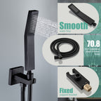 Rain Single Handle 1-Spray Tub Shower Faucet Handheld Combo with Valve 1.8 GPM 12 in. Adjustable shower Head in Black
