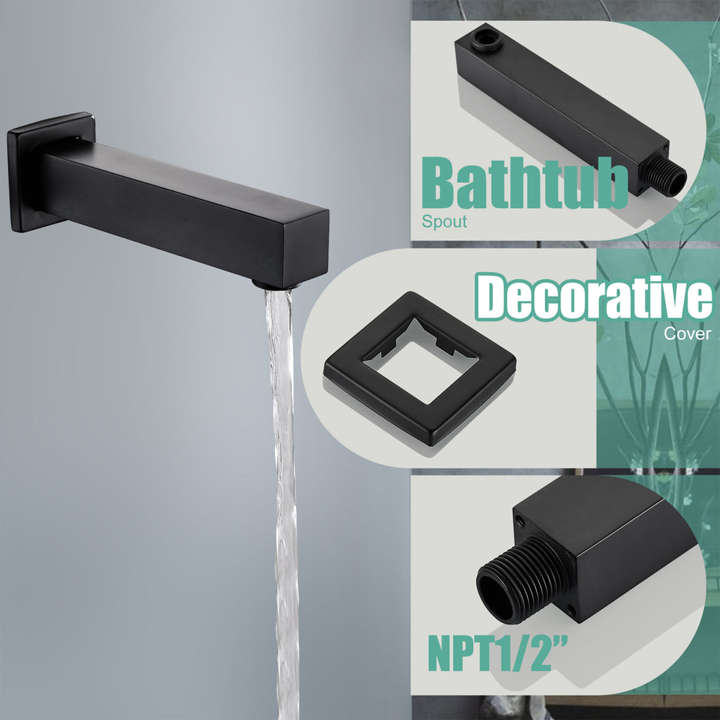 Rain Single Handle 1-Spray Tub Shower Faucet Handheld Combo with Valve 1.8 GPM 12 in. Adjustable shower Head in Black