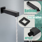 Rain Single Handle 1-Spray Tub Shower Faucet Handheld Combo with Valve 1.8 GPM 12 in. Adjustable shower Head in Black