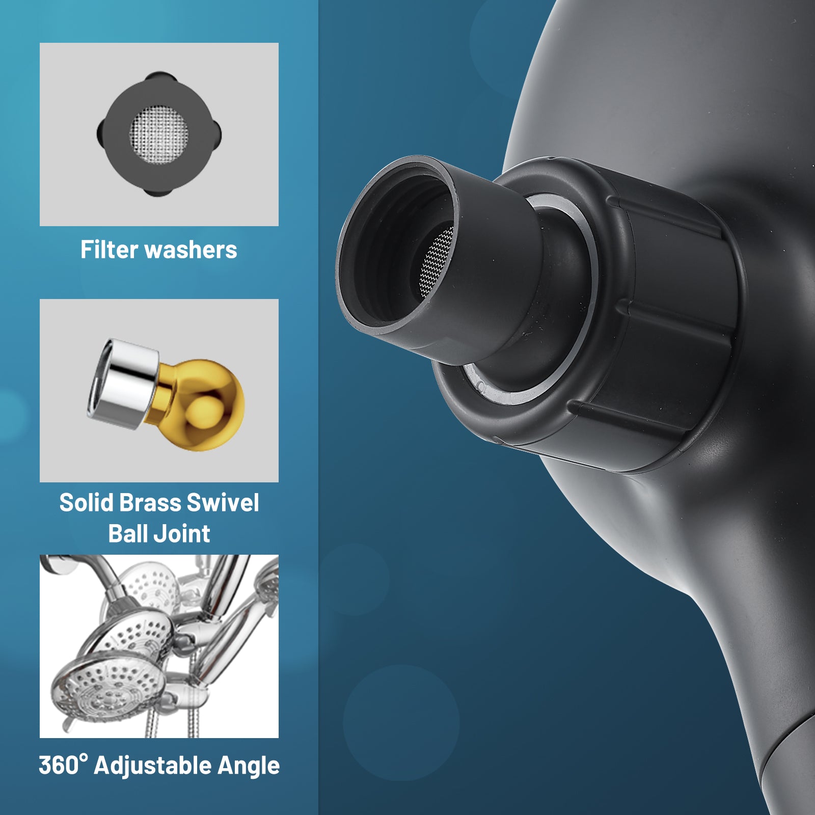 Rain Single Handle 5-Spray Tub Shower Faucet Handheld Combo with Valve 1.8 GPM Adjustable Dual shower Heads in Black