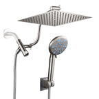 Rainfull 5-Spray Patterns 10 in. Wall Mount Dual Shower Heads and Handheld Shower Head 1.8 GPM in Brushed Nickel