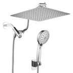 Rainfall Shower Head Combo 12-Spray 12 in. Wall Mount Dual Shower Heads and Handheld Shower Head with 1.8 GPM in Chrome