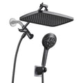 Rainfull 2-in-1 8-Spray Patterns with 1.8 GPM 12 in. Wall Mount Dual Shower Head and Handheld Shower Head in Black