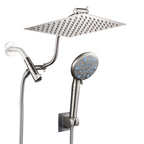 Rainfull 2-in-1 9-Spray Patterns Adjustable Wall Mount Shower Head with Filter 2.5 GPM and Handheld Shower Head in Nickel