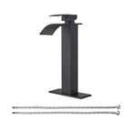 Arc Waterfall Single Handle Single Hole Bathroom Faucet in Matte Black
