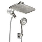 Rainfull 2-in-1 8-spray with 1.8 GPM 12 in.  Wall Mount Dual Shower Head and Handheld Shower Head in Brushed Nickel