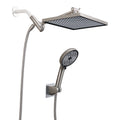 Rainfall Shower Head Combo 6-Spray 12 in. Wall Mount Dual Shower Heads and Handheld Head with 1.8 GPM in Brushed Nickel