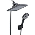 Rainfall Shower Head Combo 6-Spray 12 in. Wall Mount Dual Shower Heads and Handheld Shower Head with 1.8 GPM in Black