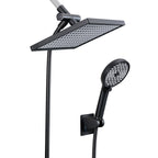 Rainfall Shower Head Combo 6-Spray 12 in. Wall Mount Dual Shower Heads and Handheld Shower Head with 1.8 GPM in Black