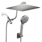 Rainfull 2-in-1 9-Spray Patterns Adjustable Wall Mount Shower Head with Filter 2.5 GPM and Handheld Shower Head in Nickel