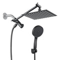 Rainfall Shower Head Combo 5-Spray 8 in. Wall Mount Dual Shower Heads and Handheld Shower Head with 1.8 GPM in Black