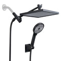 Rainfull 2-in-1 6-Spray 12 in. Wall Mount filtered Dual Shower Head Fixed and Handheld Shower Head 1.8  GPM in Black