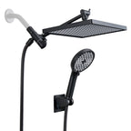 Rainfull 2-in-1 6-Spray 12 in. Wall Mount filtered Dual Shower Head Fixed and Handheld Shower Head 1.8  GPM in Black
