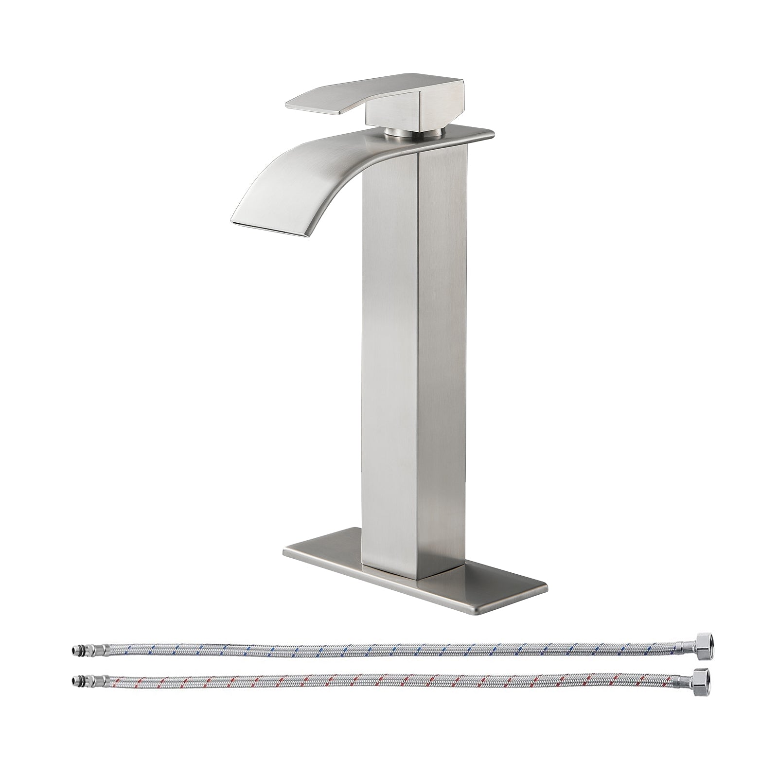 Arc Waterfall Single Handle Single Hole Bathroom Faucet in  Nickel