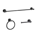 Modern 3-Piece Aluminum Bath Hardware Set with Retractable Towel Bar Towel Ring Toilet Paper Holder in Black