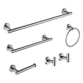Modern 6-Pieces Bath Hardware Set with Towel Ring Toilet Paper Holder Towel Hook and Towel Bar in Brushed Nickel