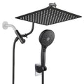Rainfall Shower Head Combo 12-Spray 12 in. Wall Mount Dual Shower Heads and Handheld Shower Head with 1.8 GPM in Black