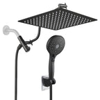 Rainfall Shower Head Combo 12-Spray 12 in. Wall Mount Dual Shower Heads and Handheld Shower Head with 1.8 GPM in Black