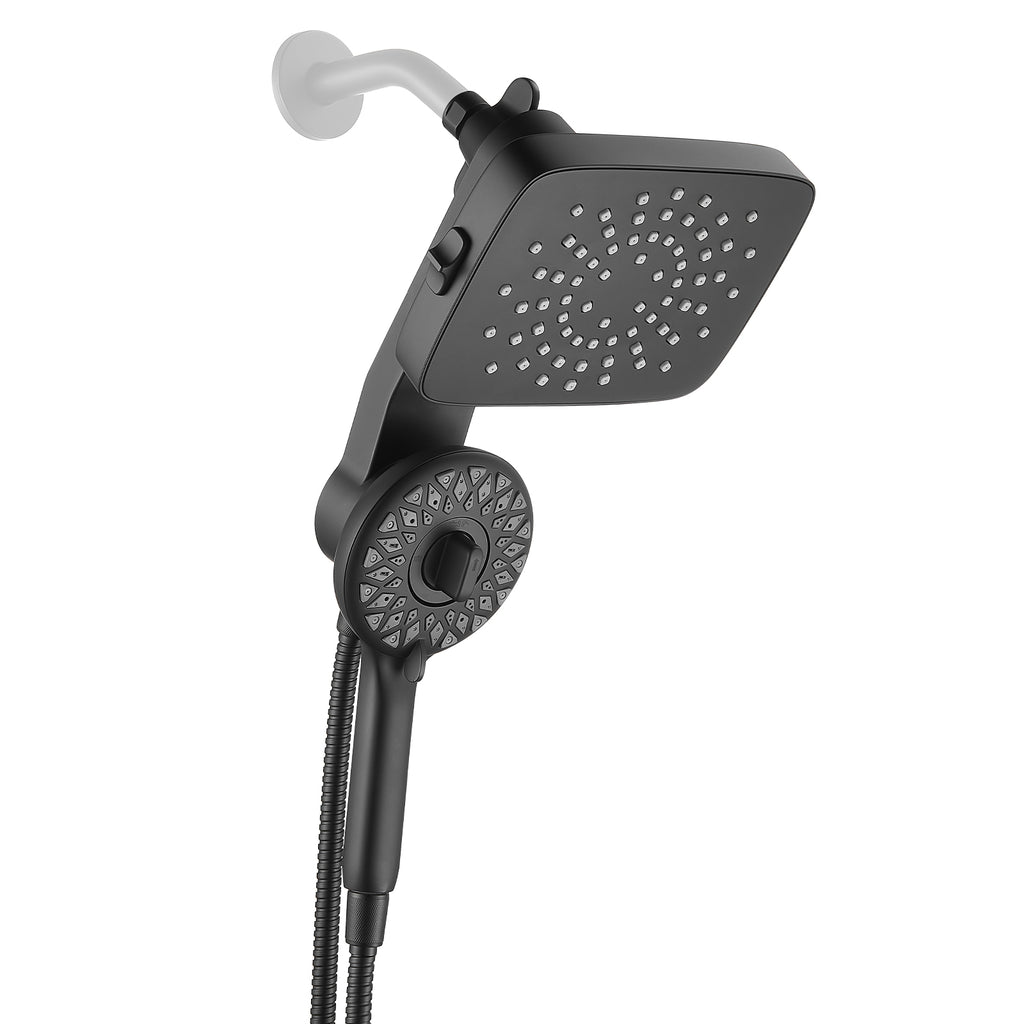 Magnetic 2-in-1 5-Spray  Adjustable Dual Shower Heads Wall Mount Fixed and Handheld Shower Head 2.5 GPM in Black