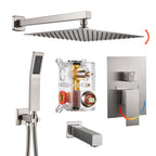 Rain Single Handle 1-Spray Tub Shower Faucet Handheld Combo with Valve 1.8 GPM 12 in. Adjustable Head in Brushed Nickel