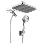 Rainfull 2-in-1 8-Spray Patterns with 1.8 GPM 12 in. Wall Mount Dual Shower Head and Handheld Shower Head in Chrome