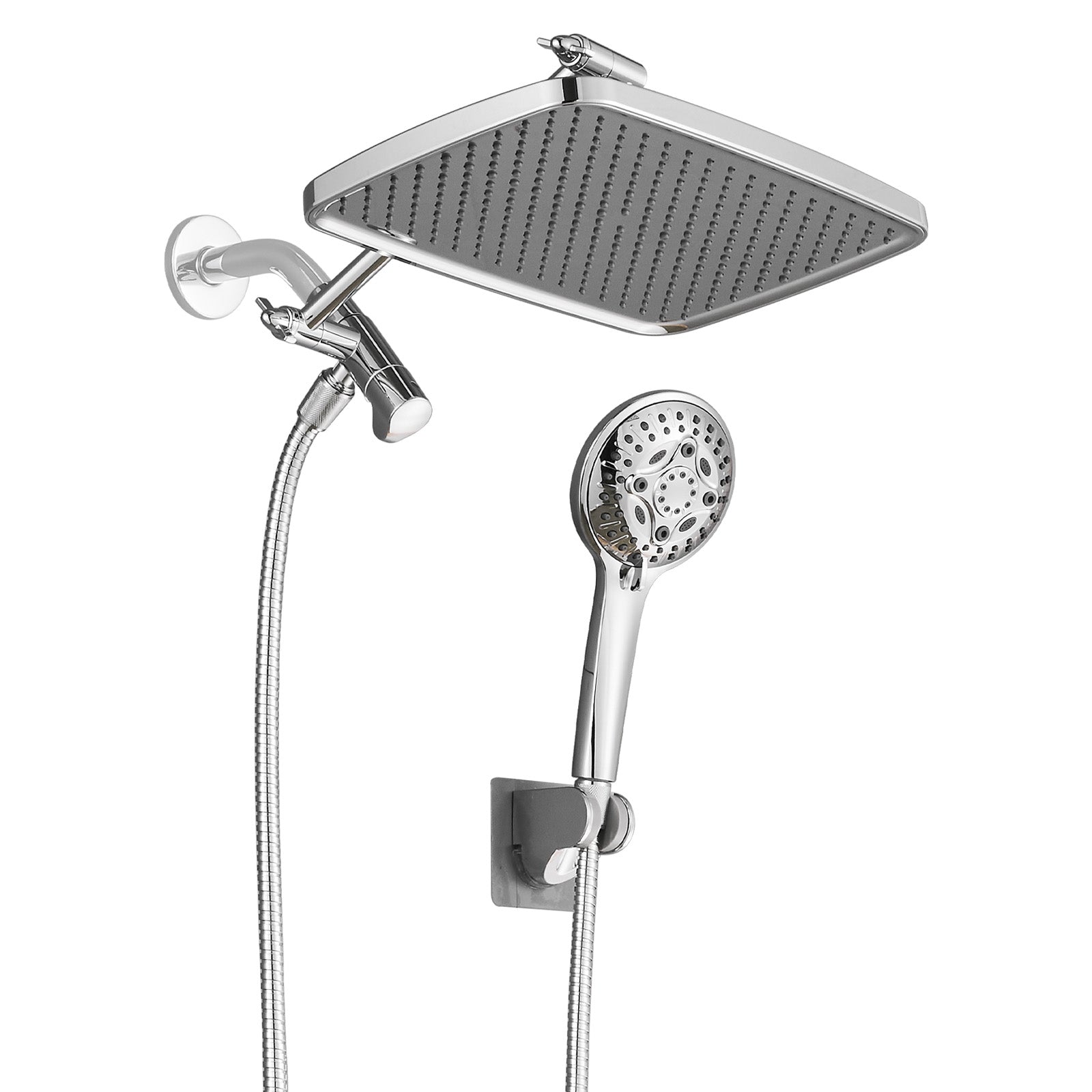 Rainfull 2-in-1 8-Spray Patterns with 1.8 GPM 12 in. Wall Mount Dual Shower Head and Handheld Shower Head in Chrome
