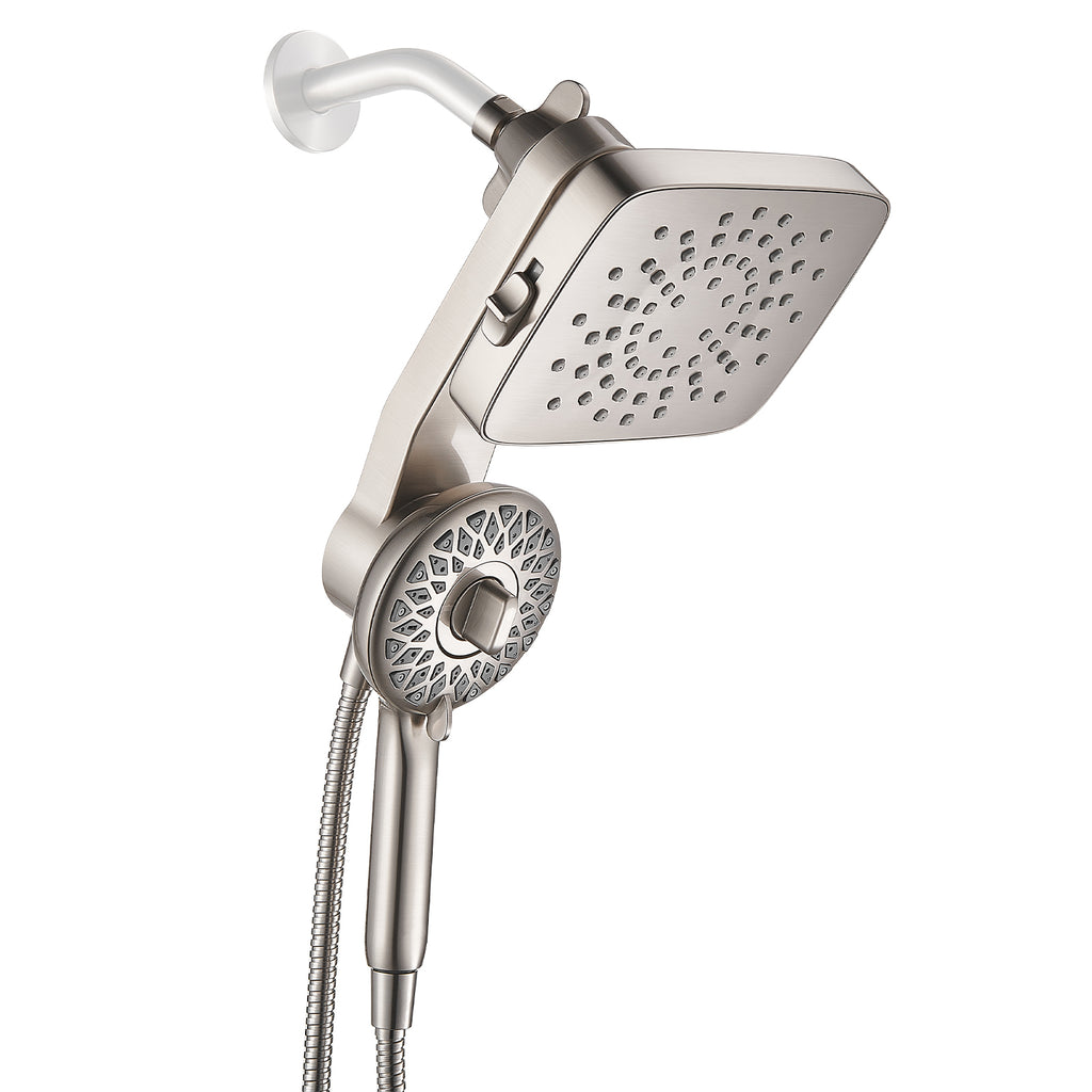 Magnetic 2-in-1 5-Spray Adjustable  Dual Shower Heads Wall Mount Fixed and Handheld Shower Head 2.5 GPM in Nickel