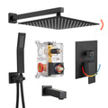 Rain Single Handle 1-Spray Tub Shower Faucet Handheld Combo with Valve 1.8 GPM 12 in. Adjustable shower Head in Black