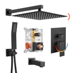 Rain Single Handle 1-Spray Tub Shower Faucet Handheld Combo with Valve 1.8 GPM 12 in. Adjustable shower Head in Black