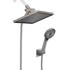 Rainfall Shower Head Combo 6-Spray 12 in. Wall Mount Dual Shower Heads and Handheld Head with 1.8 GPM in Brushed Nickel