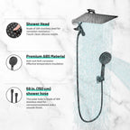 Rainfall Shower Head Combo 5-Spray 8 in. Wall Mount Dual Shower Heads and Handheld Shower Head with 1.8 GPM in Black