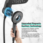 Magnetic 2-in-1 5-Spray  Adjustable Dual Shower Heads Wall Mount Fixed and Handheld Shower Head 2.5 GPM in Black
