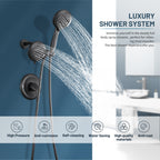Rain Single Handle 5-Spray Tub Shower Faucet Handheld Combo with Valve 1.8 GPM Adjustable Dual shower Heads in Black