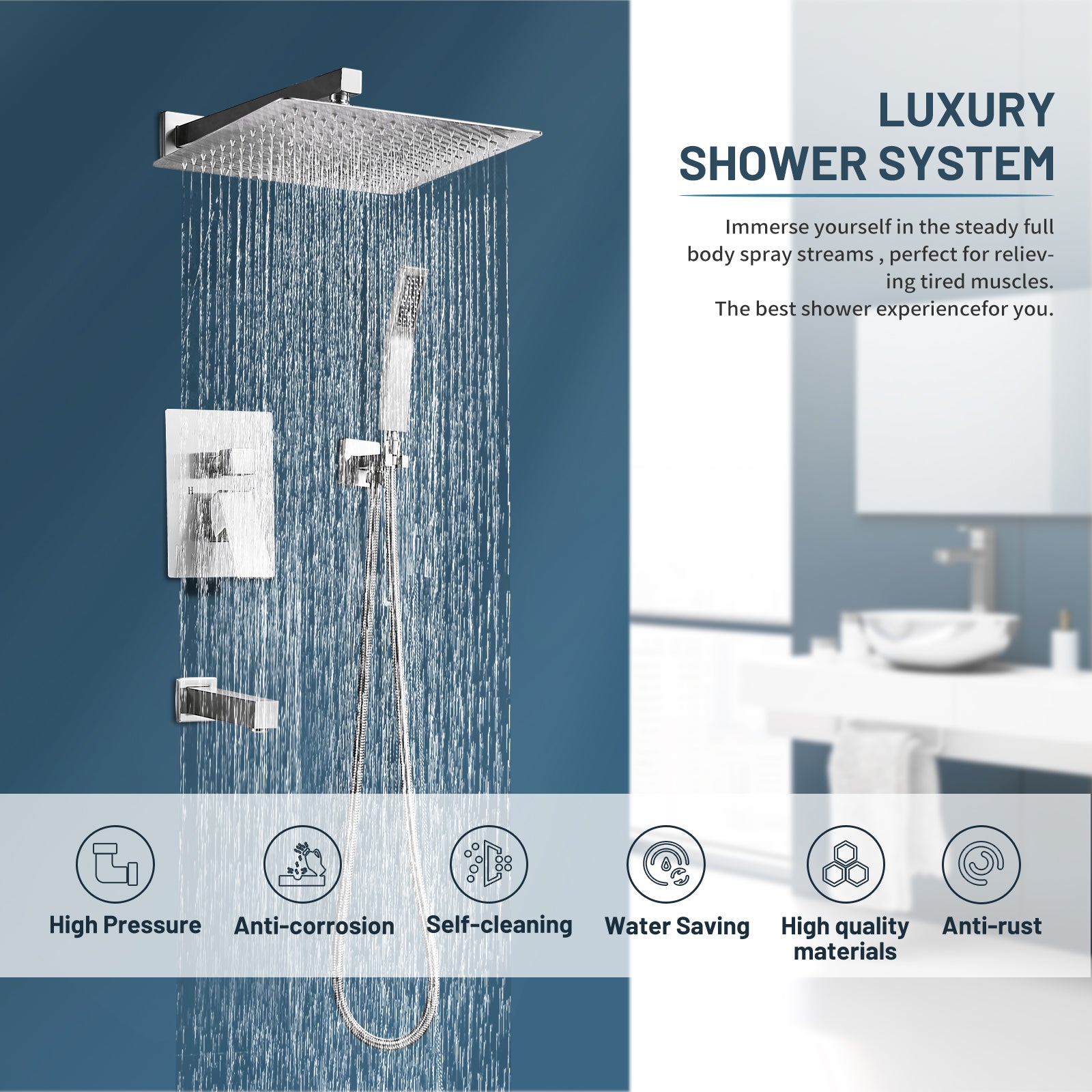 Rain Single Handle 1-Spray Tub Shower Faucet Handheld Combo with Valve 1.8 GPM 12 in. Adjustable Head in Brushed Nickel